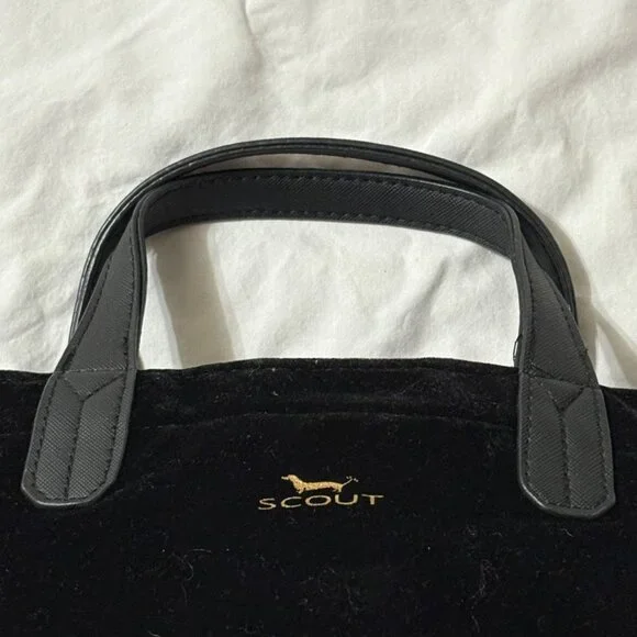 Scout Velvet Black Mini Tote With Dual Handles & Gold Quilted Interior Zip Close - Picture 15 of 15